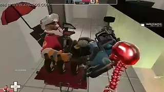 جنس على كرسي مرتفع مع شقراء تُملأ