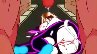 أعجوبة العنكبوت جوين يأخذ حمولة في بوسها الرطب